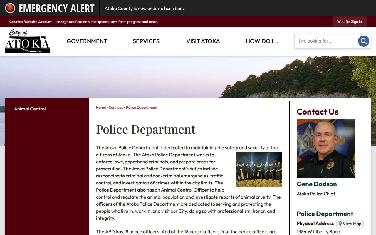 Atoka County Atoka police department official arrest-record contact page